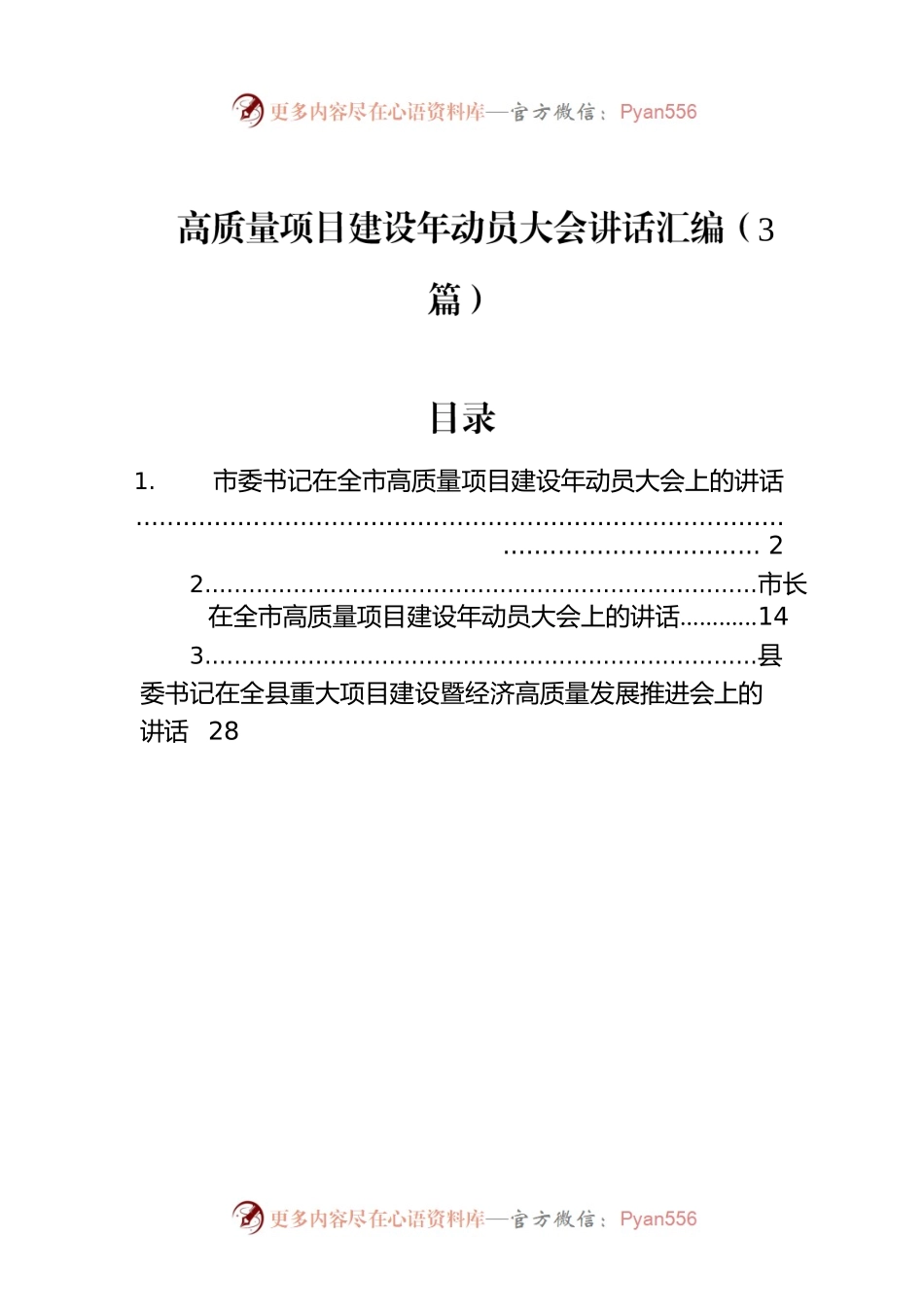 高质量项目建设年动员大会讲话汇编（3篇）.docx_第1页