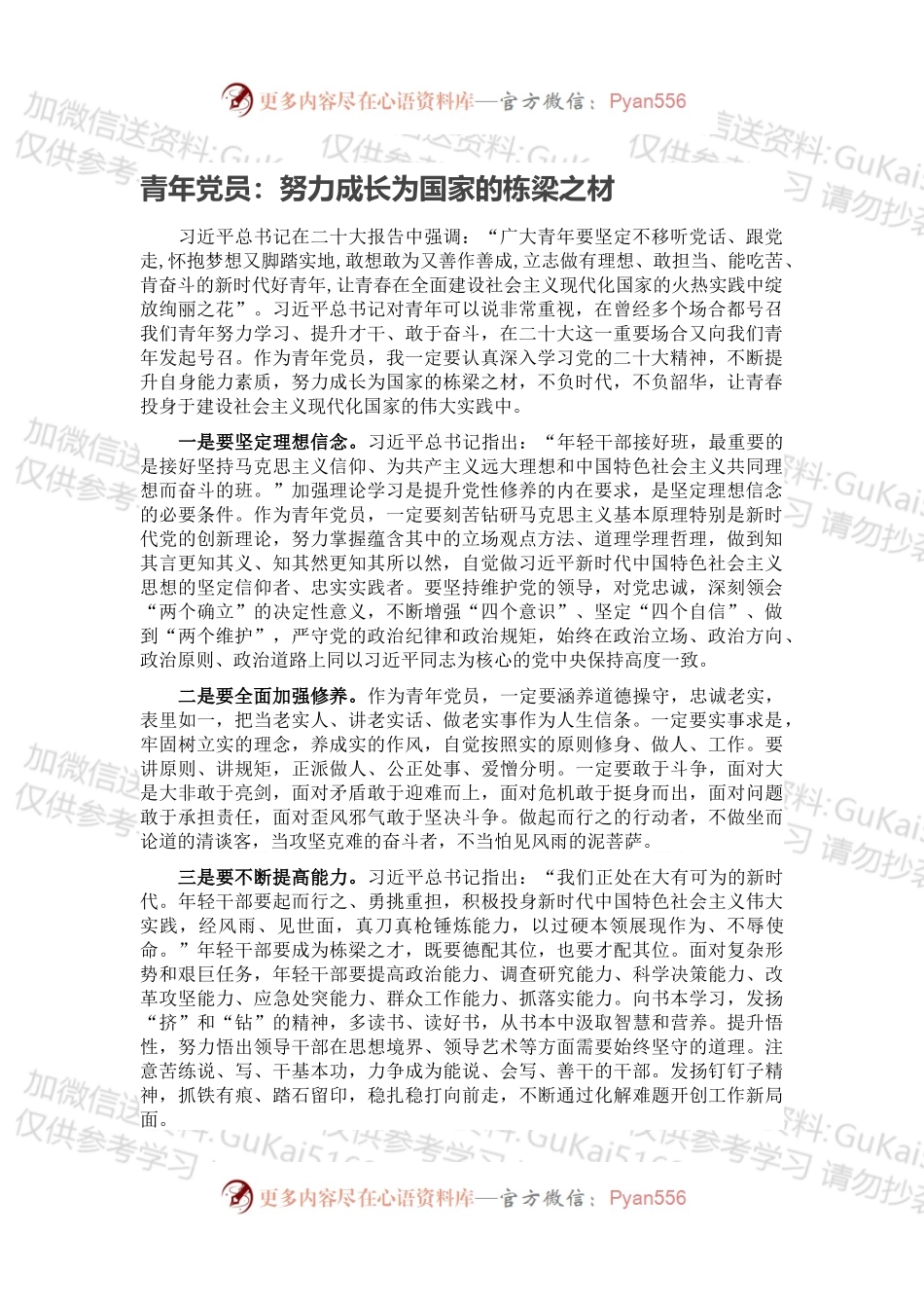 青年党员：努力成长为国家的栋梁之材.docx_第1页