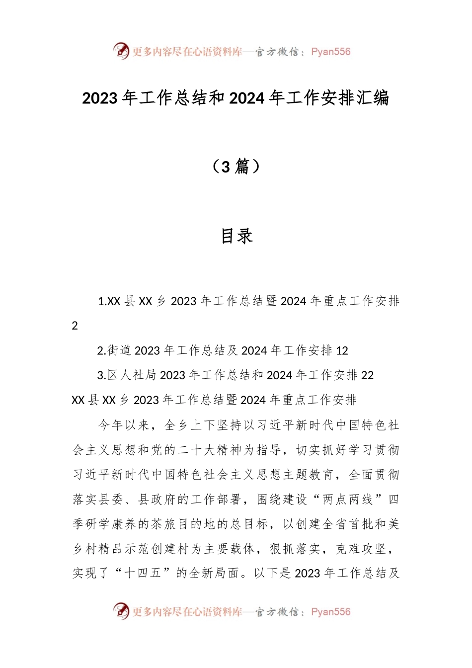 （3篇）2023年工作总结和2024年工作安排汇编.docx_第1页