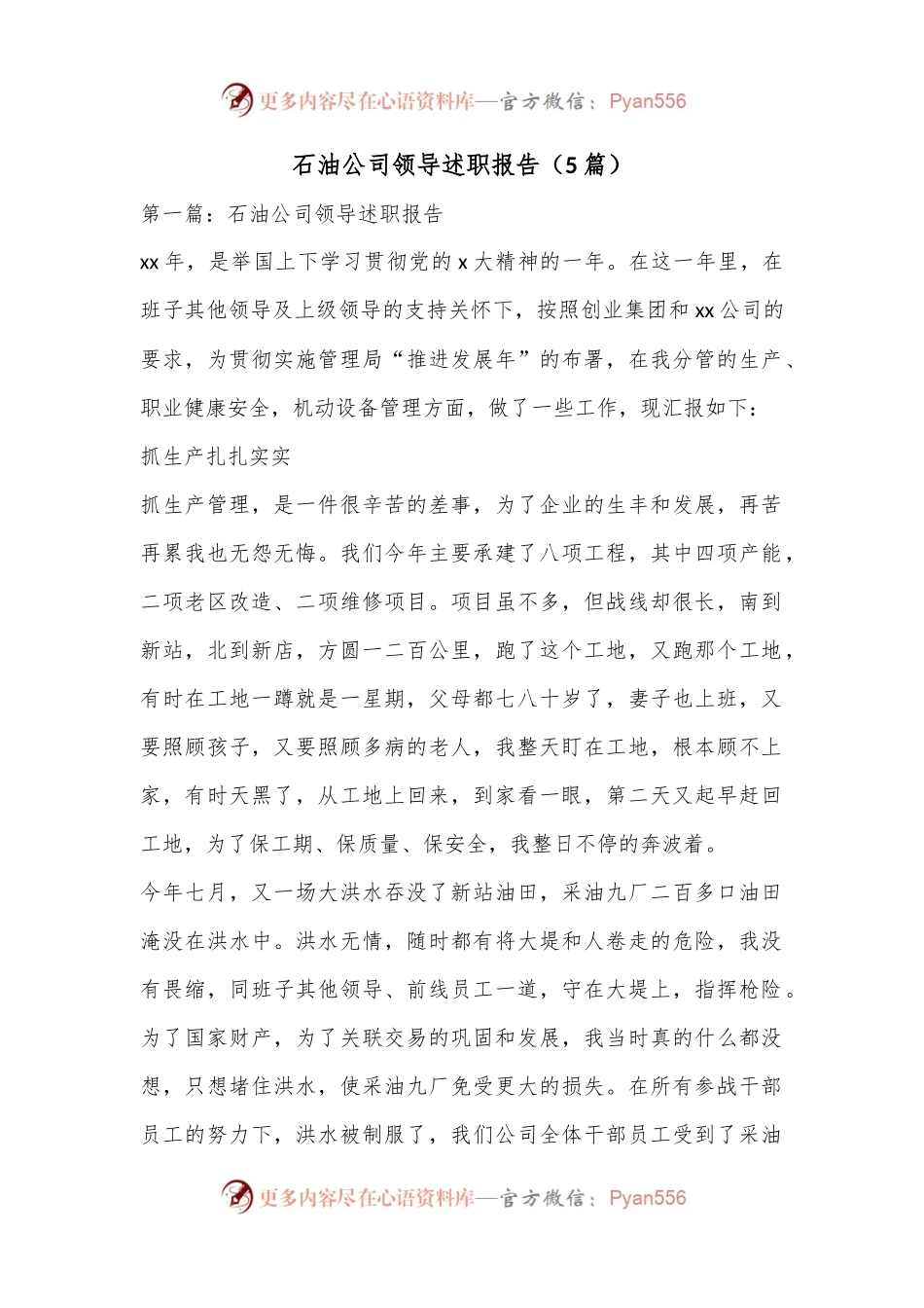 （5篇）石油公司领导述职报告.docx_第1页