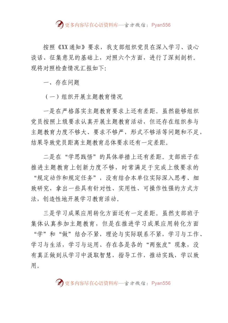（支部班子）2023年度主题教育专题组织生活会对照检查3900字.docx_第1页