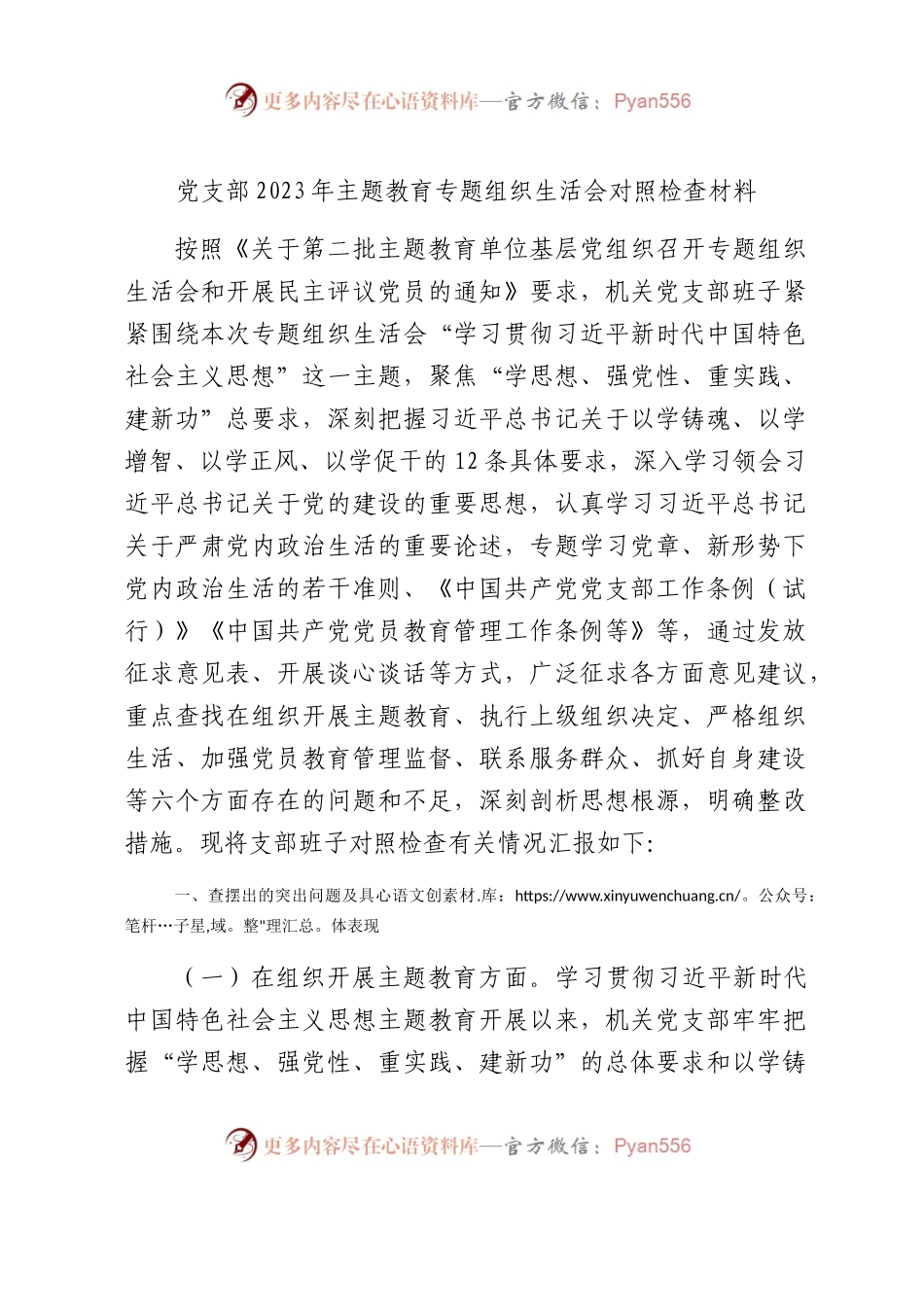 （支部班子）2023年主题教育专题组织生活会对照检查5300字（开展主题教育+执行上级组织决定）.docx_第1页