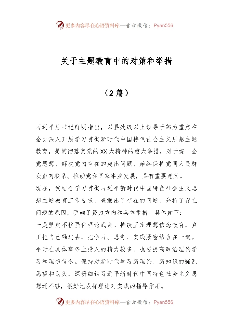 （2篇）关于主题教育中的对策和举措.docx_第1页