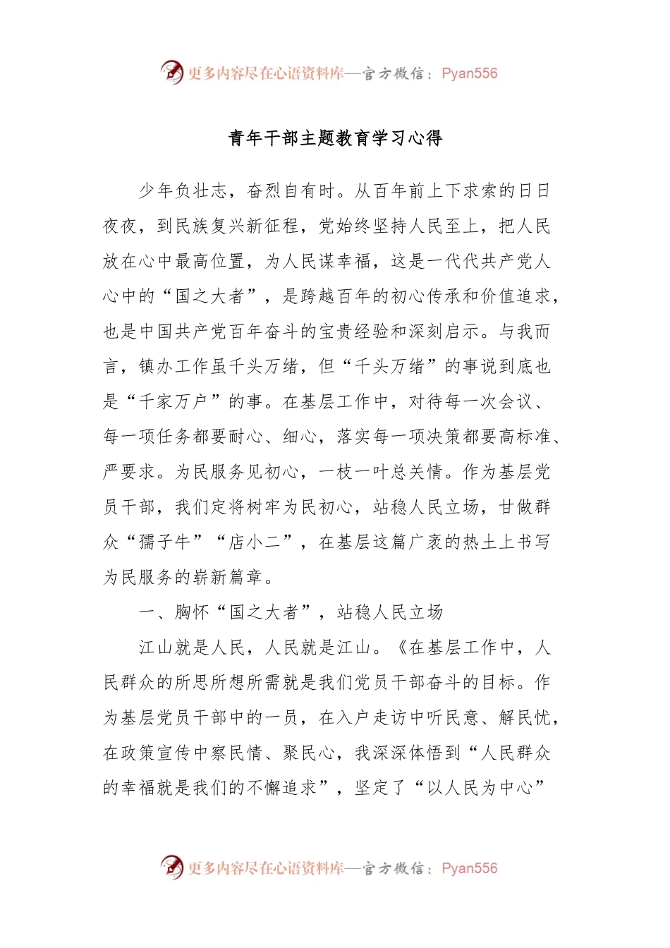 青年干部主题教育学习心得.docx_第1页