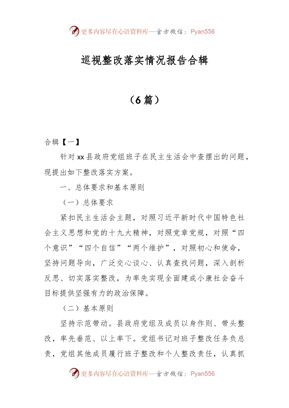 （6篇）巡视整改落实情况报告合辑.docx_第1页