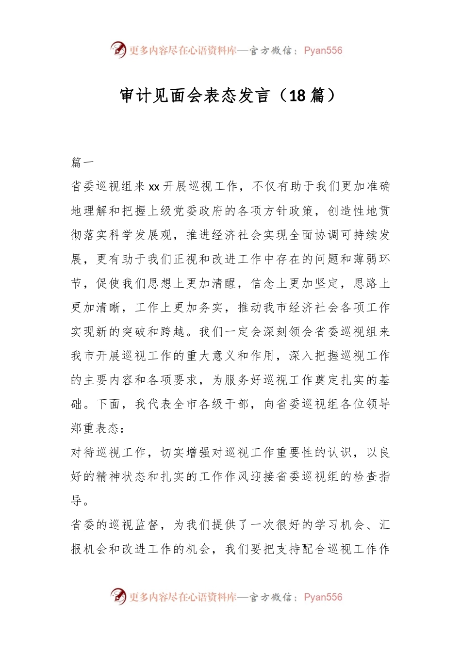 （18篇）审计见面会表态发言稿.docx_第1页