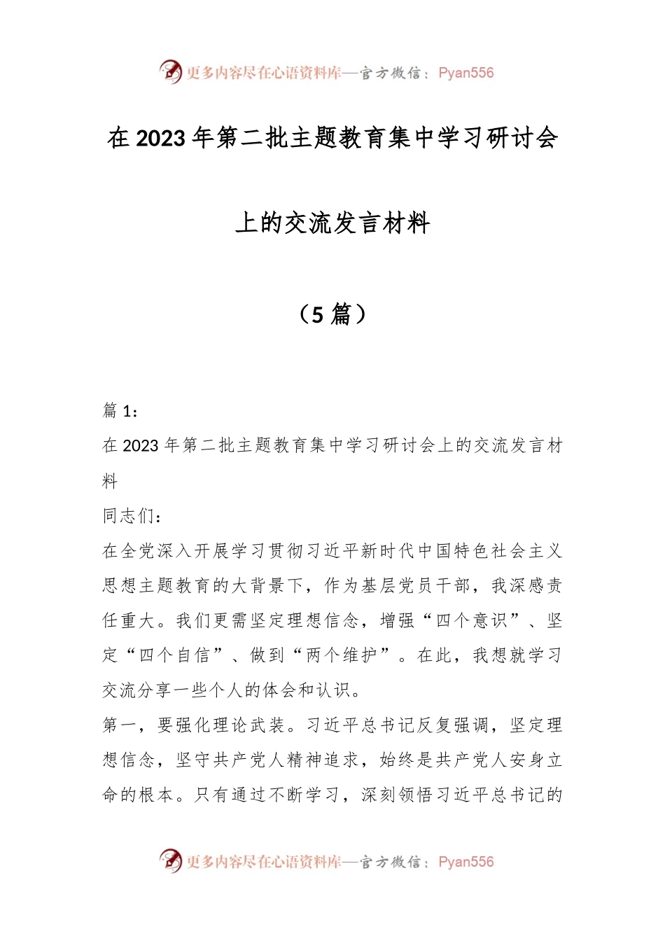 （5篇）在2023年第二批主题教育集中学习研讨会上的交流发言材料.docx_第1页