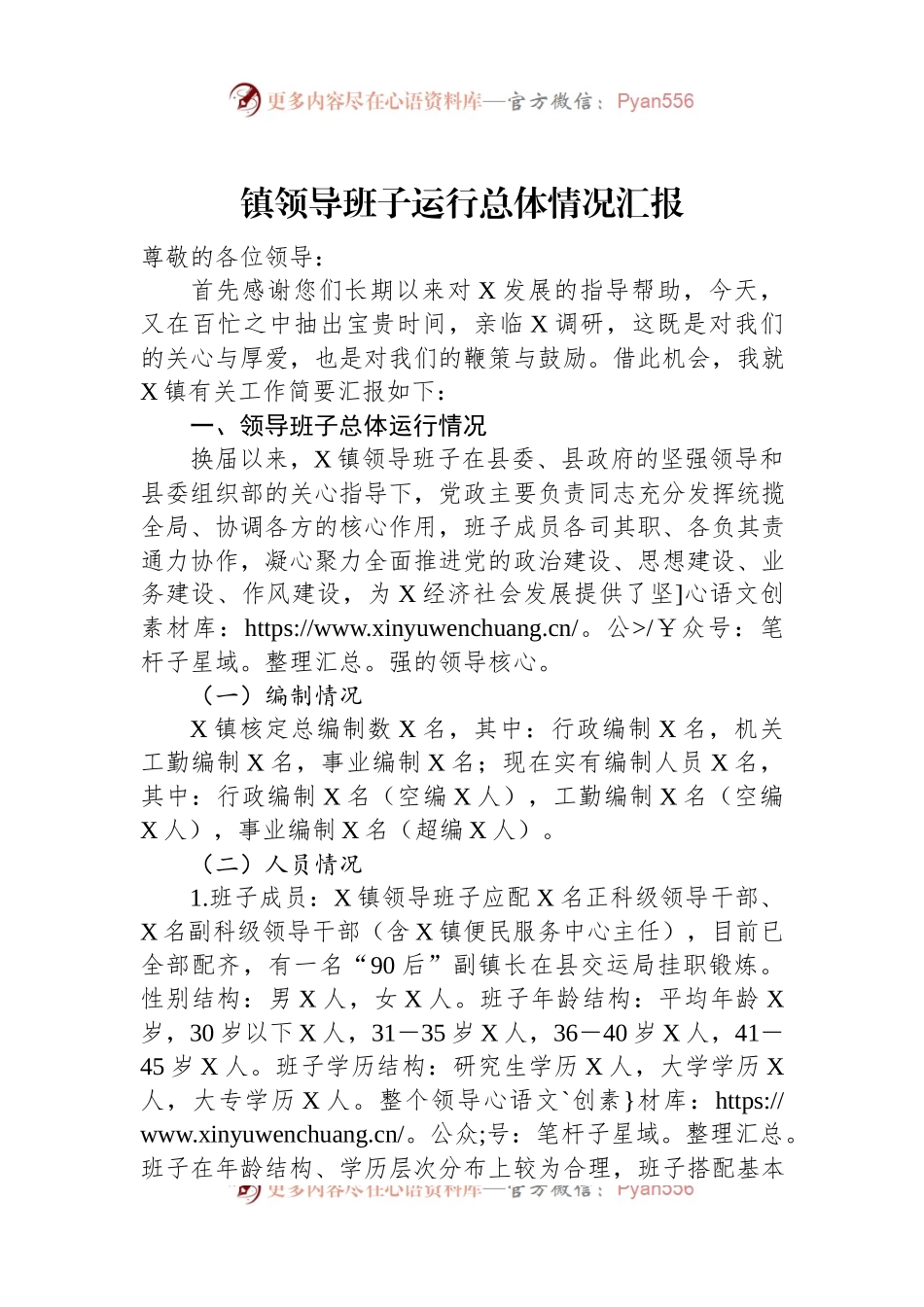 镇领导班子运行总体情况汇报.docx_第1页