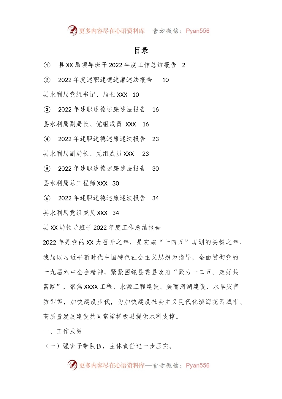 （6篇）县水利局领导班子2022年度述职述德述廉述法报告汇编.docx_第1页