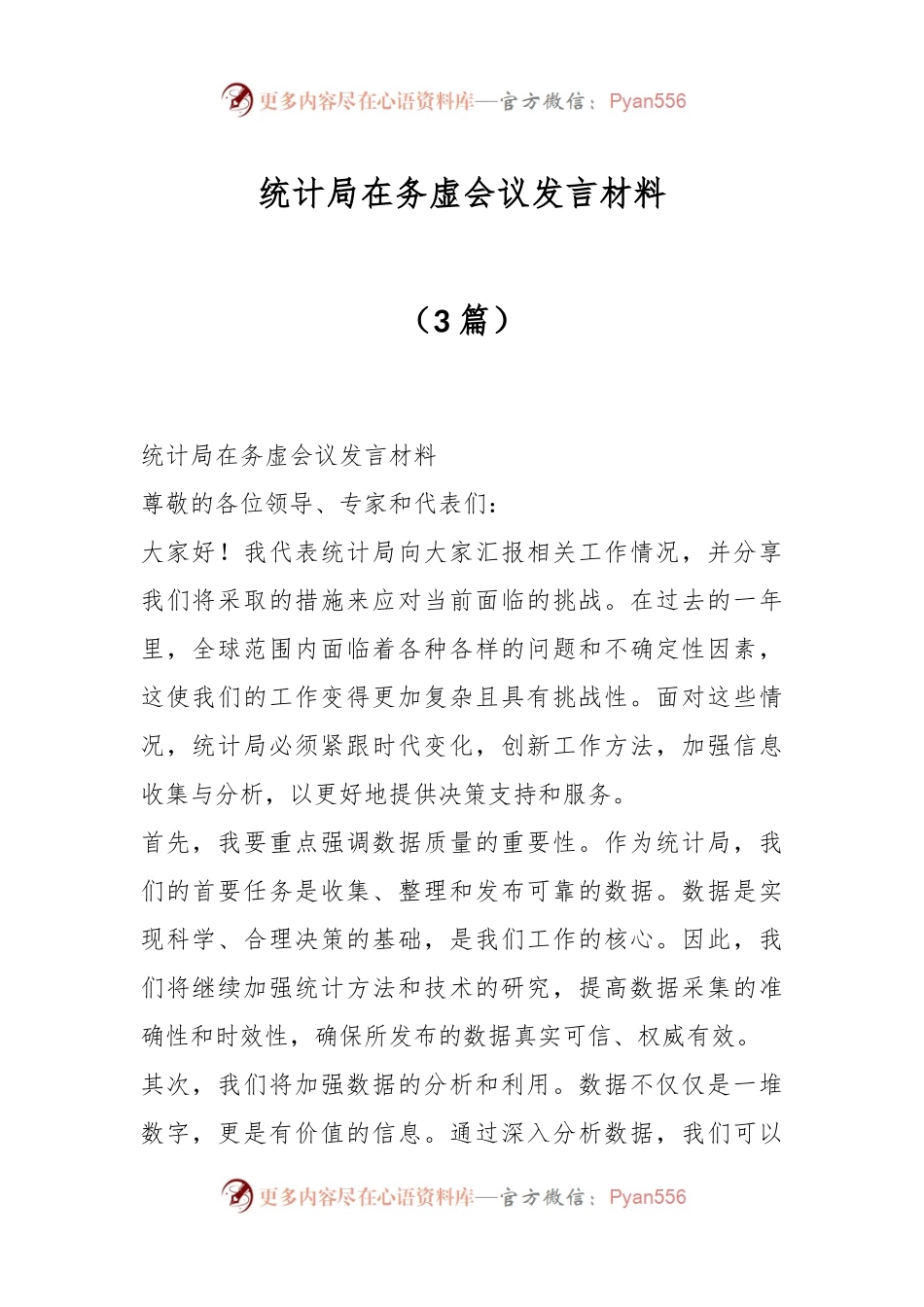 （3篇）统计局在务虚会议发言稿材料.docx_第1页