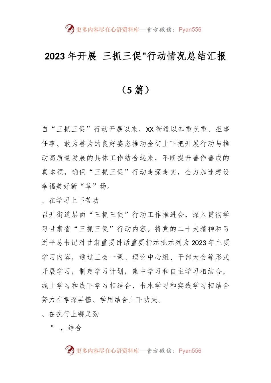 （5篇）2023年开展 三抓三促行动情况总结汇报.docx_第1页