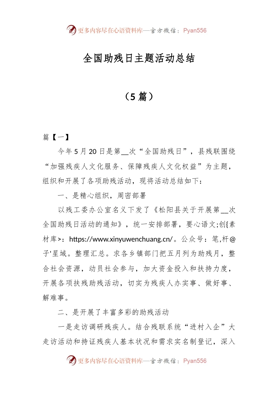 （5篇）全国助残日主题活动总结.docx_第1页