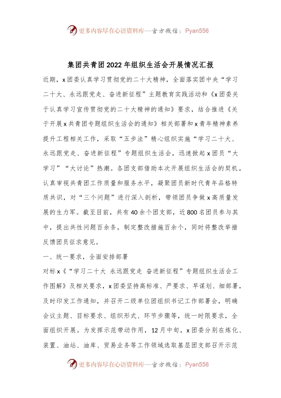 集团共青团2022年组织生活会开展情况汇报.docx_第1页