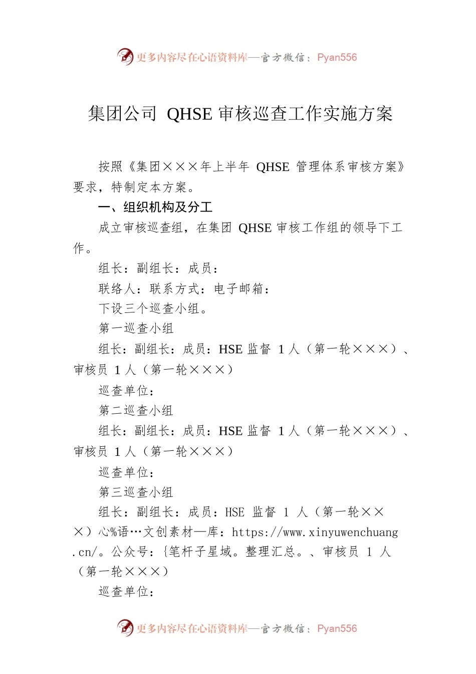 集团公司QHSE审核巡查工作实施方案.docx_第1页
