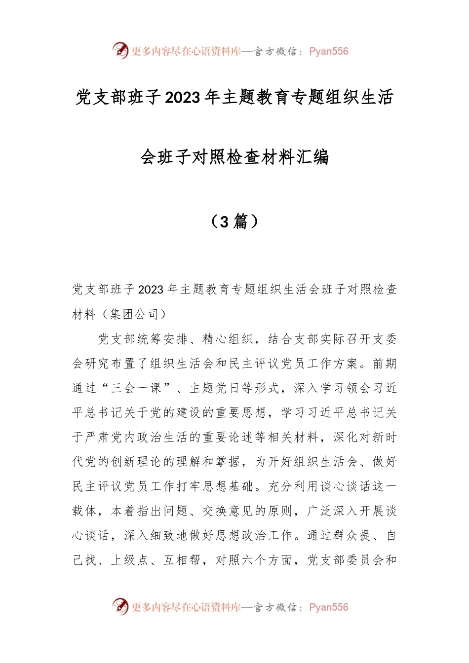 （3篇）党支部班子2023年主题教育专题组织生活会班子对照检查材料汇编.docx_第1页