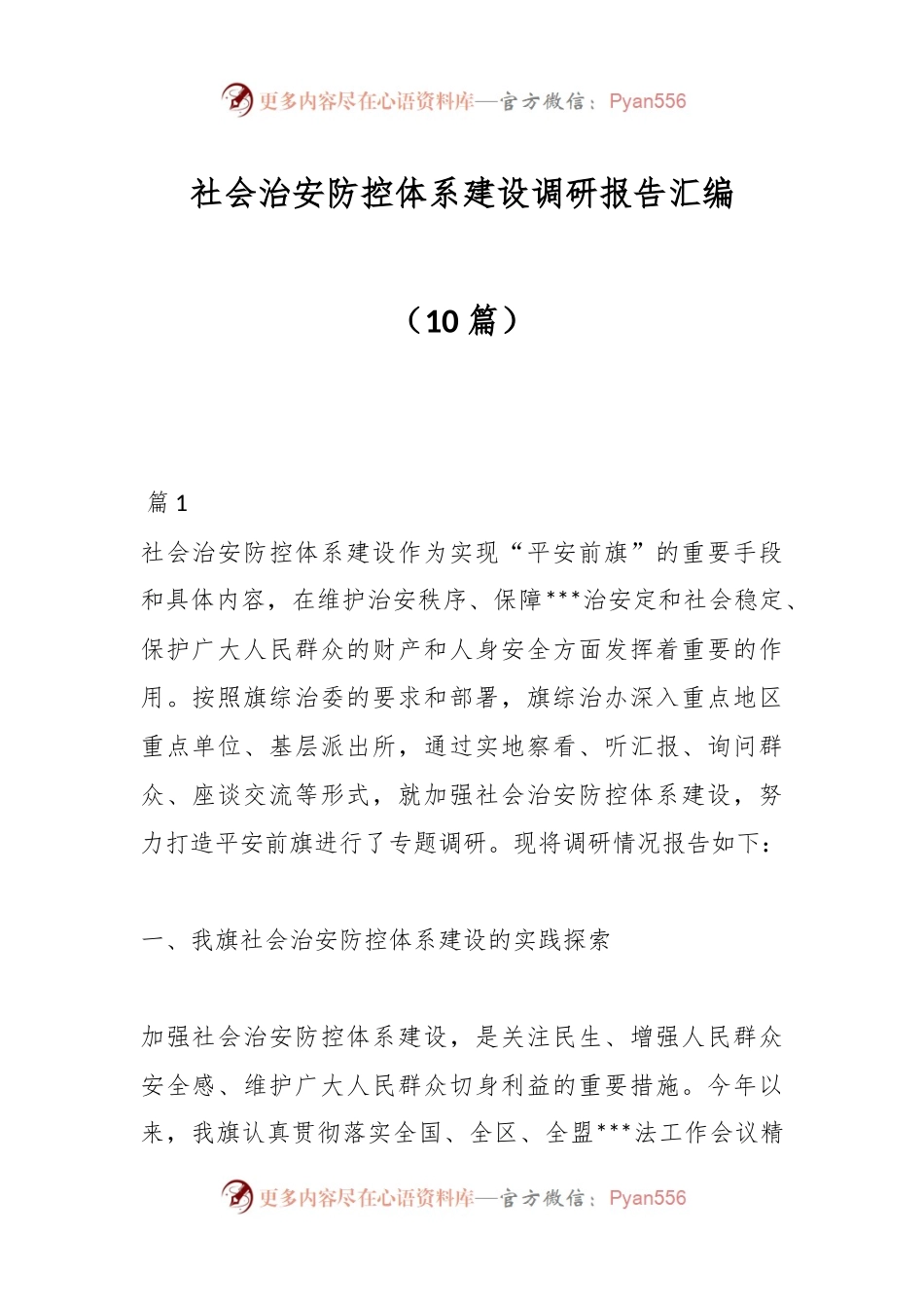 （10篇）社会治安防控体系建设调研报告汇编.docx_第1页