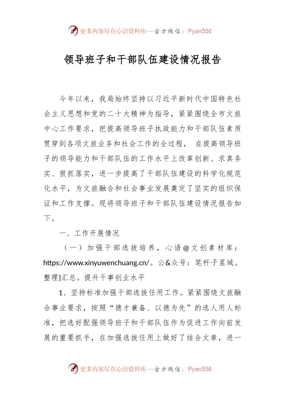 领导班子和干部队伍建设情况报告.docx_第1页