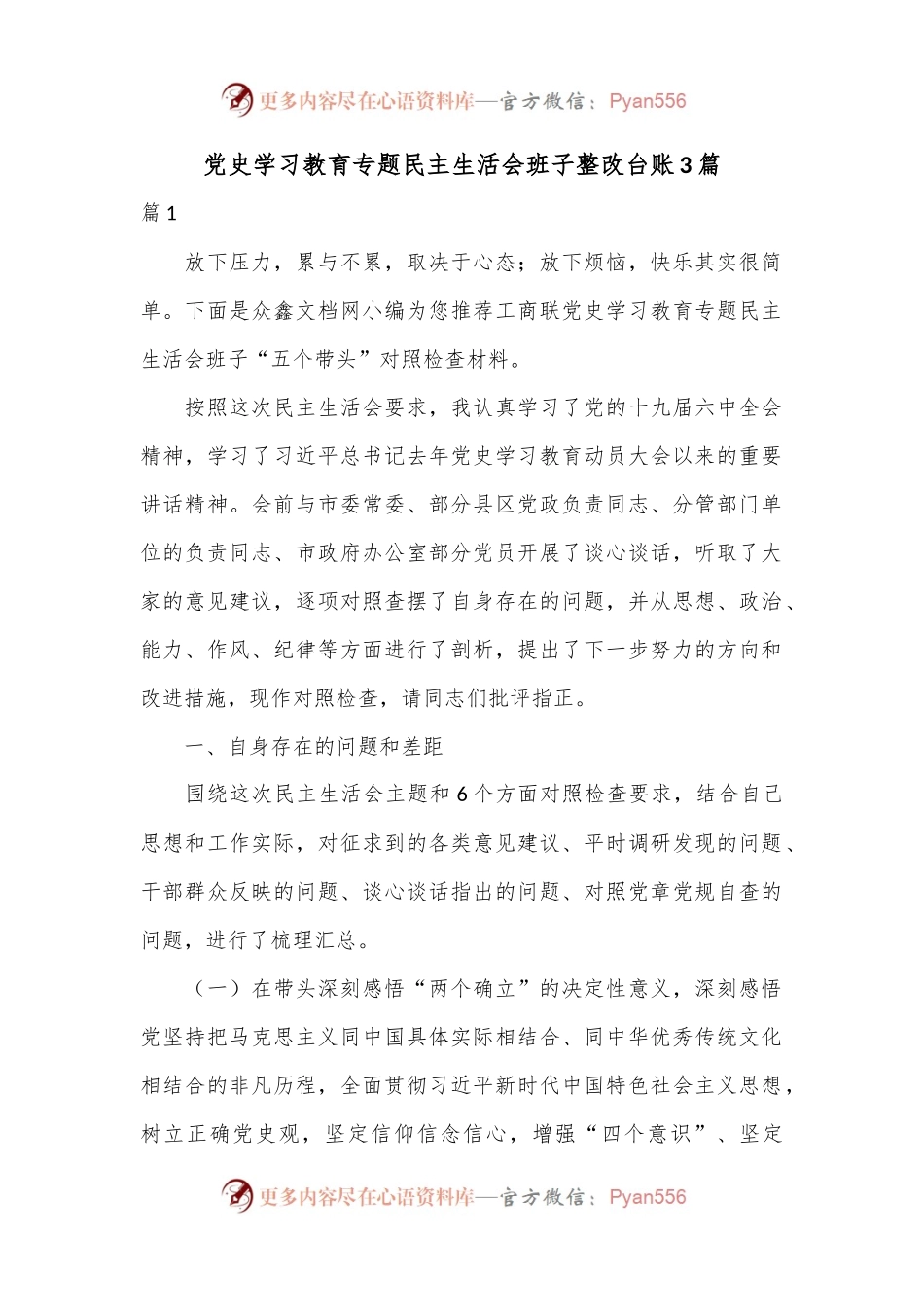 （3篇）党史学习教育专题民主生活会班子整改台账.docx_第1页
