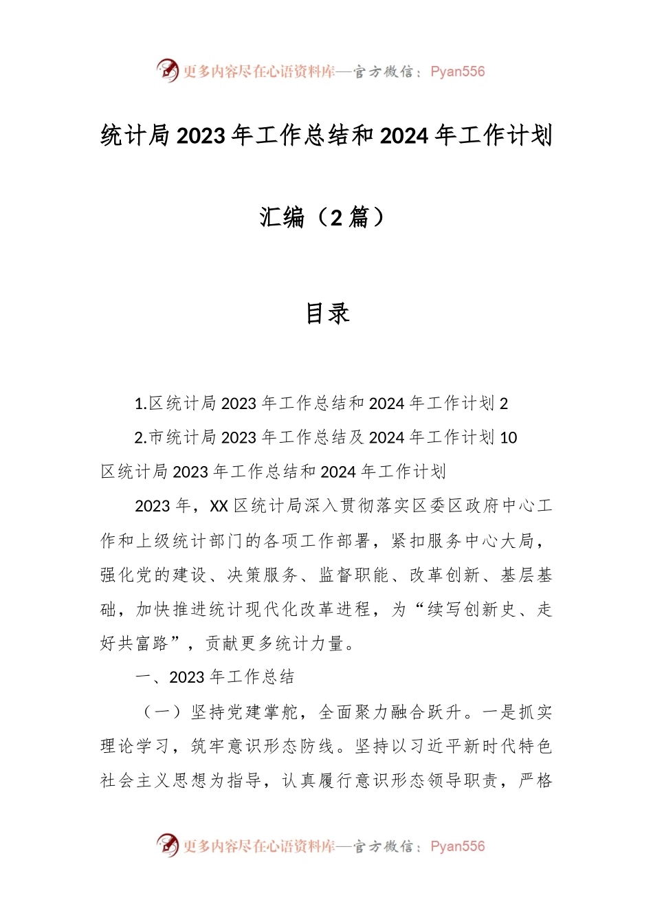 （2篇）统计局2023年工作总结和2024年工作计划汇编.docx_第1页