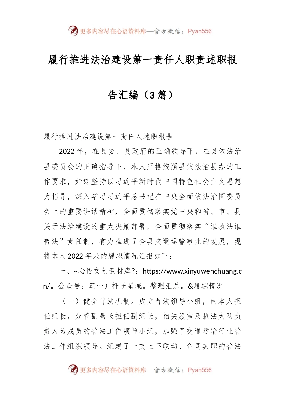 （3篇）履行推进法治建设第一责任人职责述职报告汇编.docx_第1页