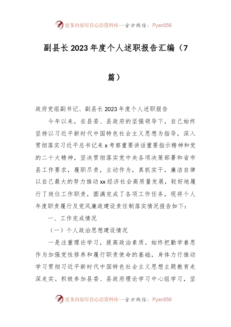 （7篇）副县长2023年度个人述职报告汇编.docx_第1页