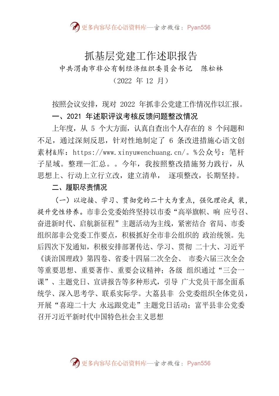 非公有制经济组织委员会书记2022述职报告.docx_第1页