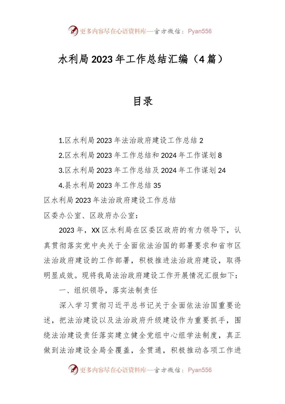 （4篇）水利局2023年工作总结汇编.docx_第1页
