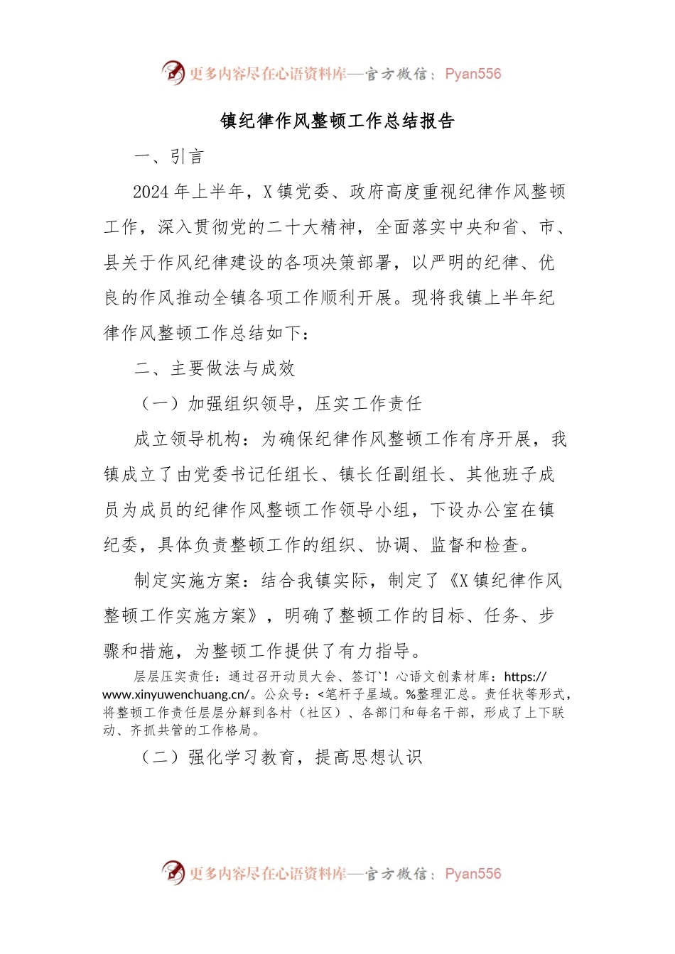 镇纪律作风整顿工作总结报告.docx_第1页