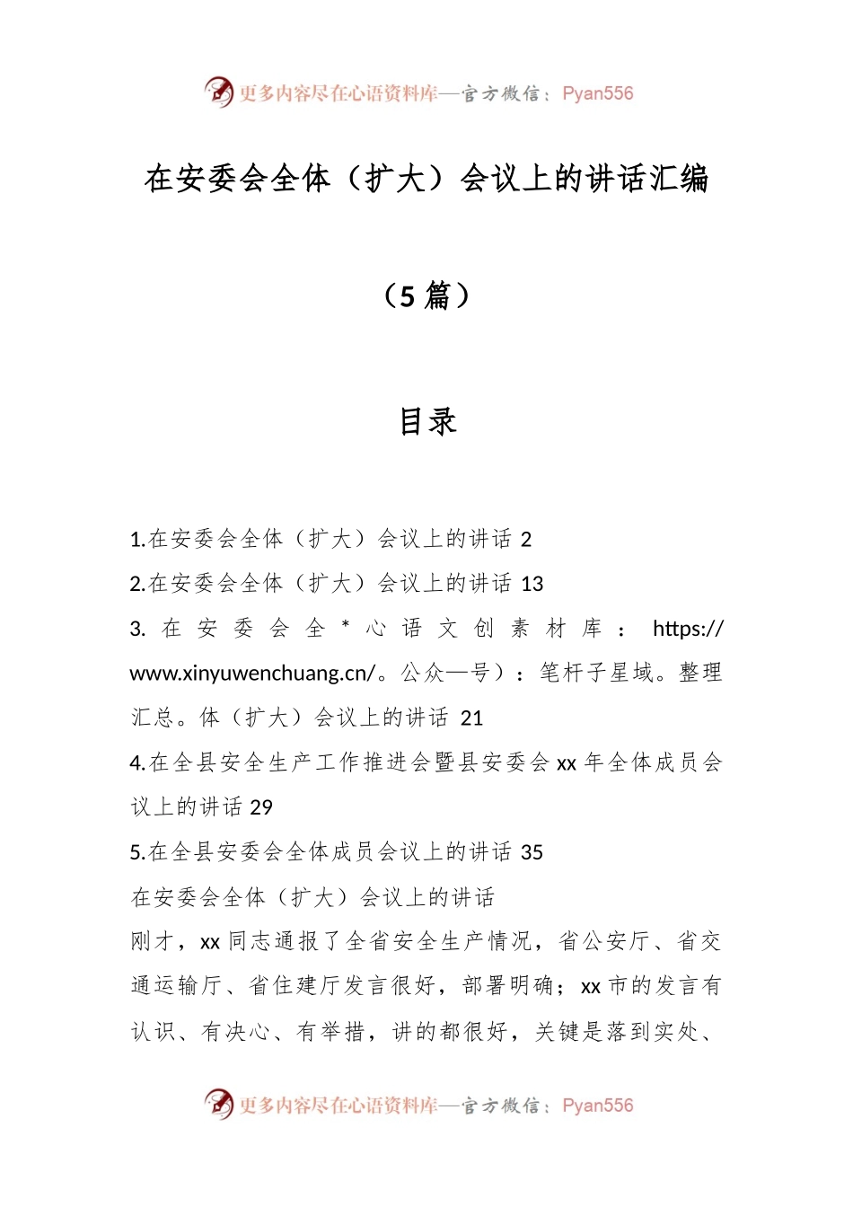 （5篇）在安委会全体（扩大）会议上的讲话汇编.docx_第1页
