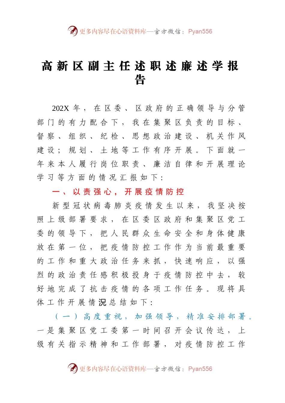 高新区副主任述职述廉述学报告.docx_第1页