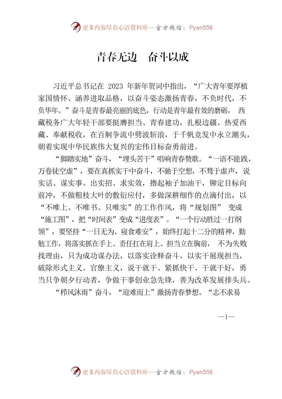 青春无边  奋斗以成.docx_第1页