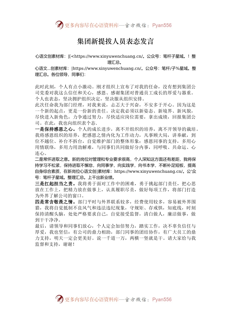 集团新提拔人员表态发言.docx_第1页