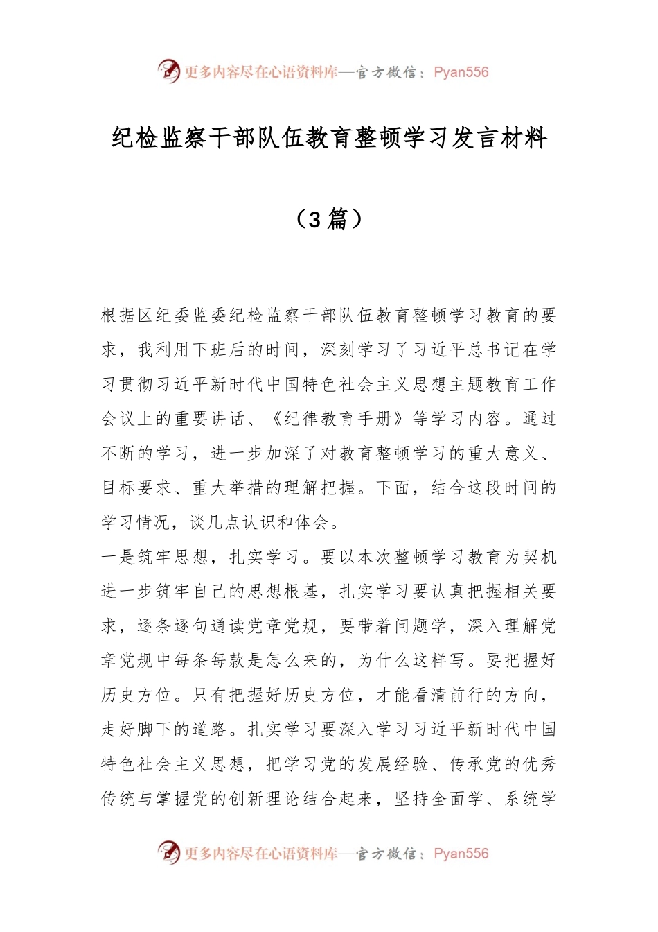 （3篇）纪检监察干部队伍教育整顿学习发言材料范文.docx_第1页
