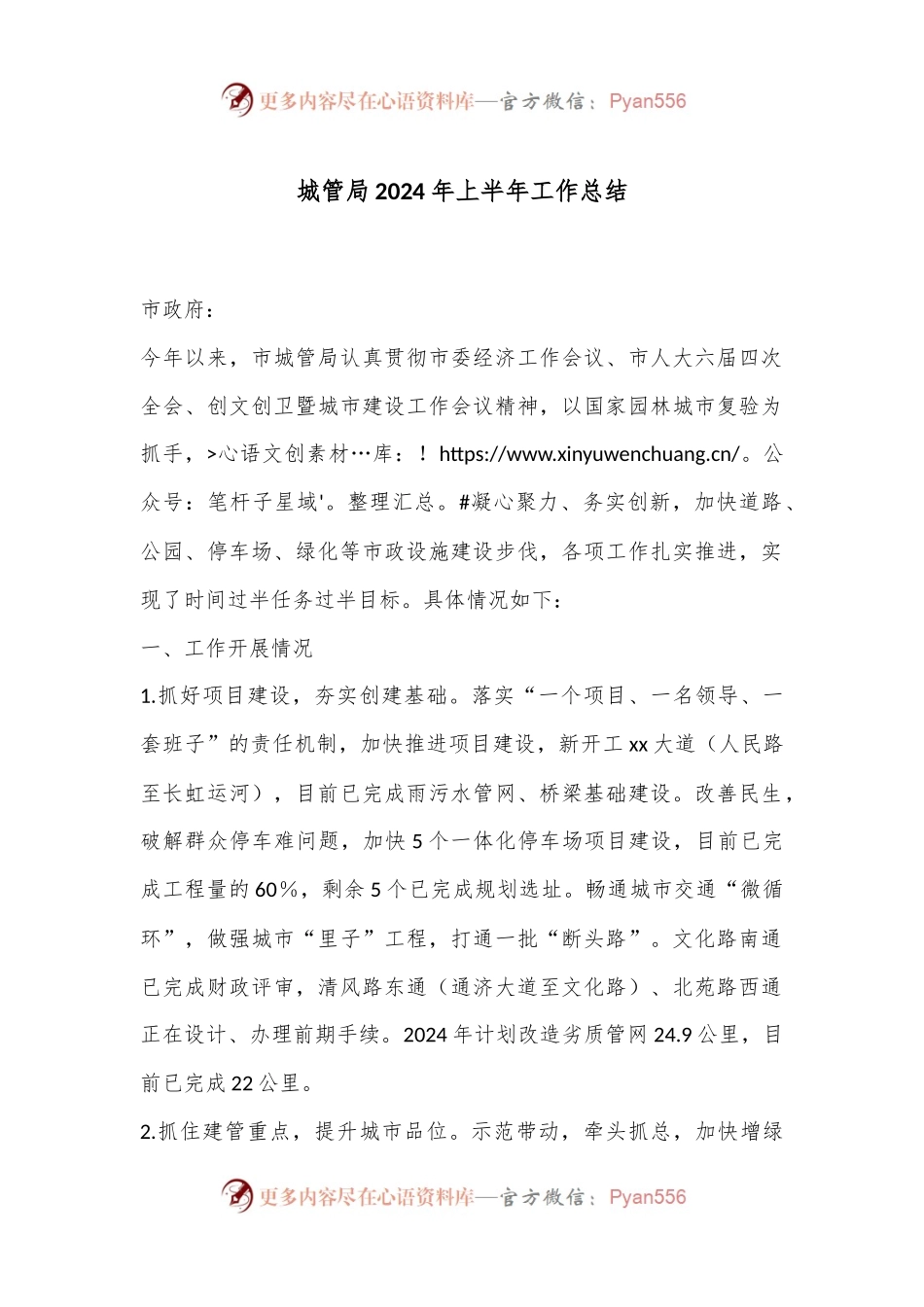 城管局2024年上半年工作总结.docx_第1页