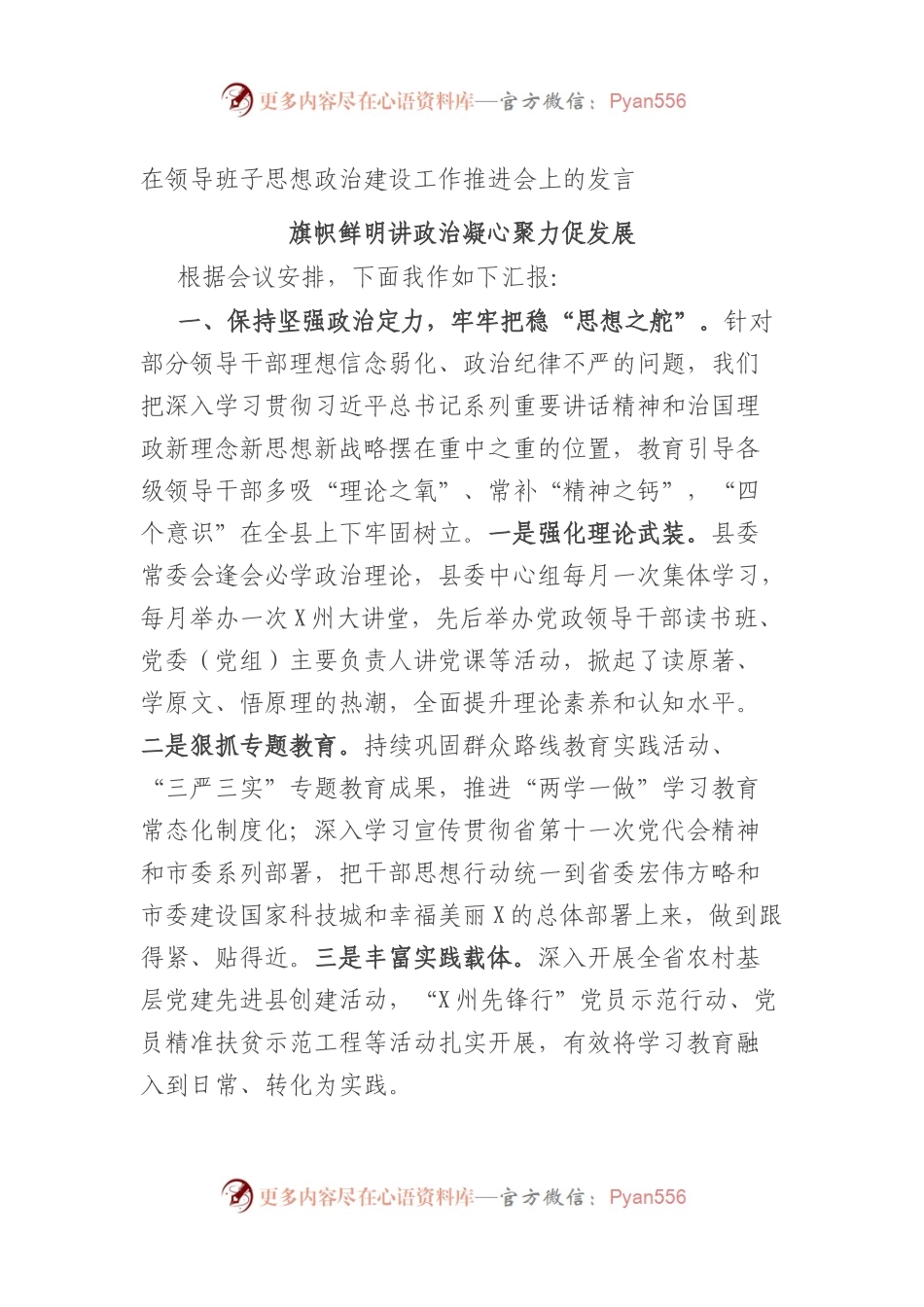在领导班子思想政治建设工作推进会上的发言.docx_第1页