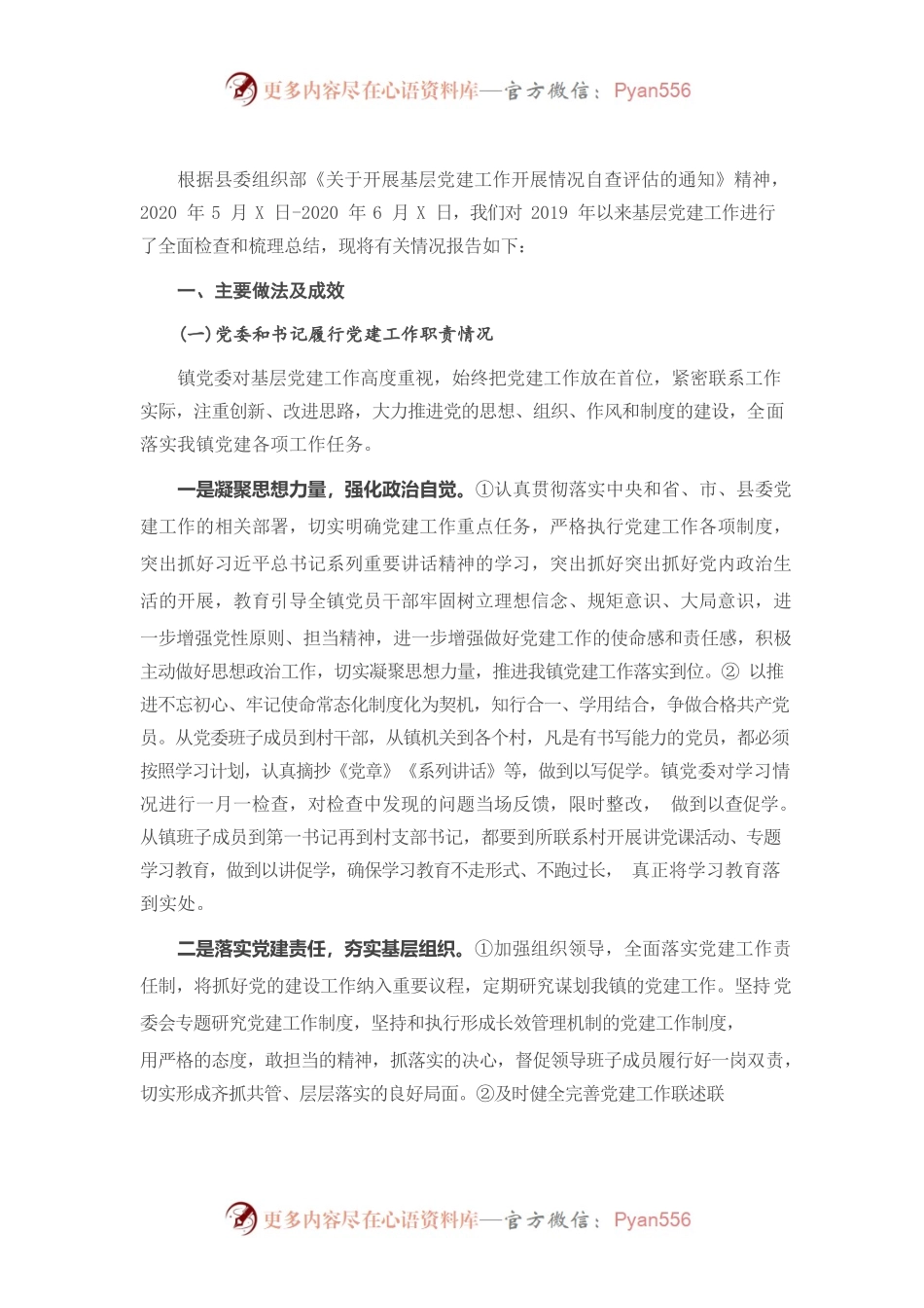 基层党建工作开展情况自查报告.docx_第1页