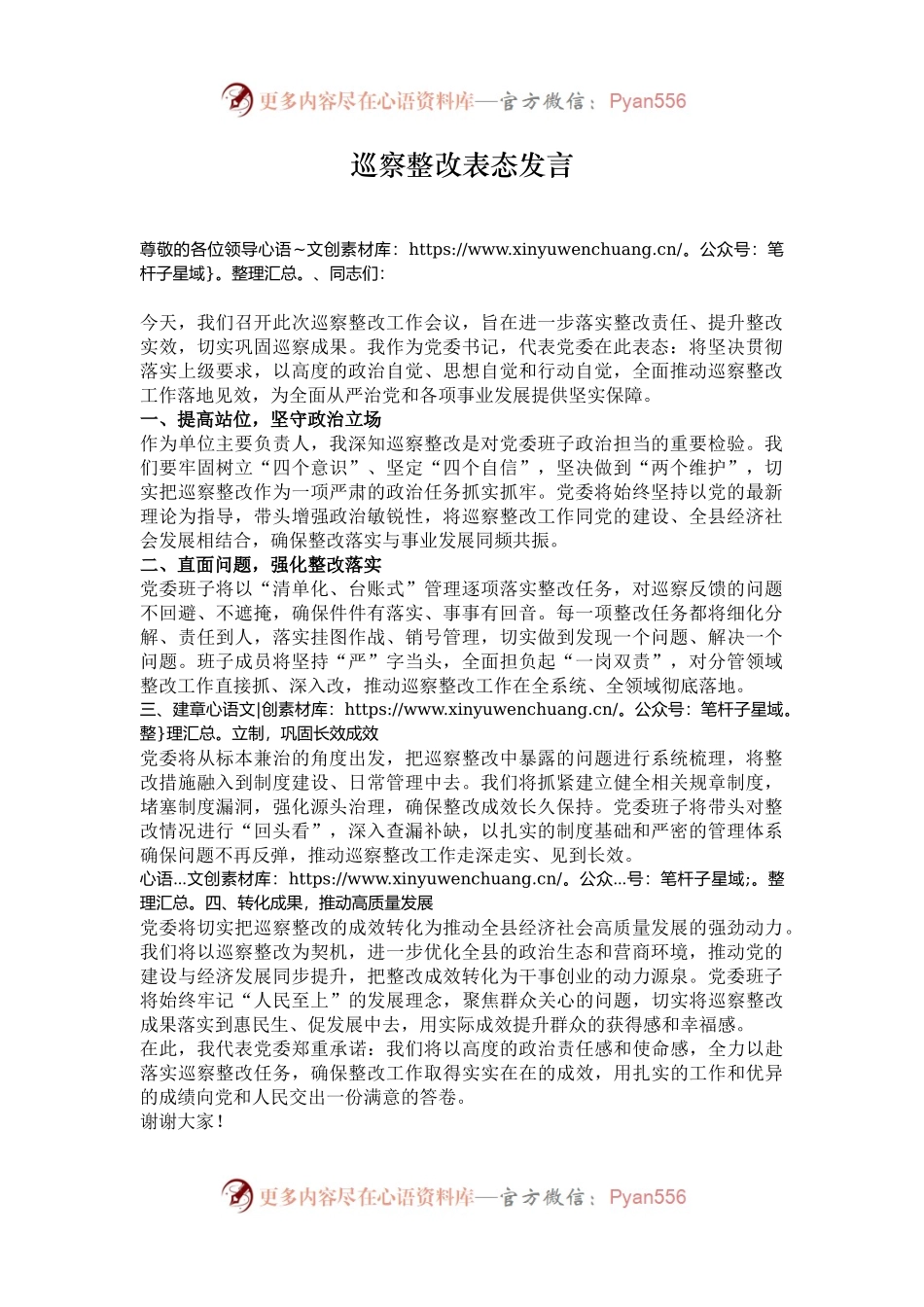 巡察整改表态发言.docx_第1页