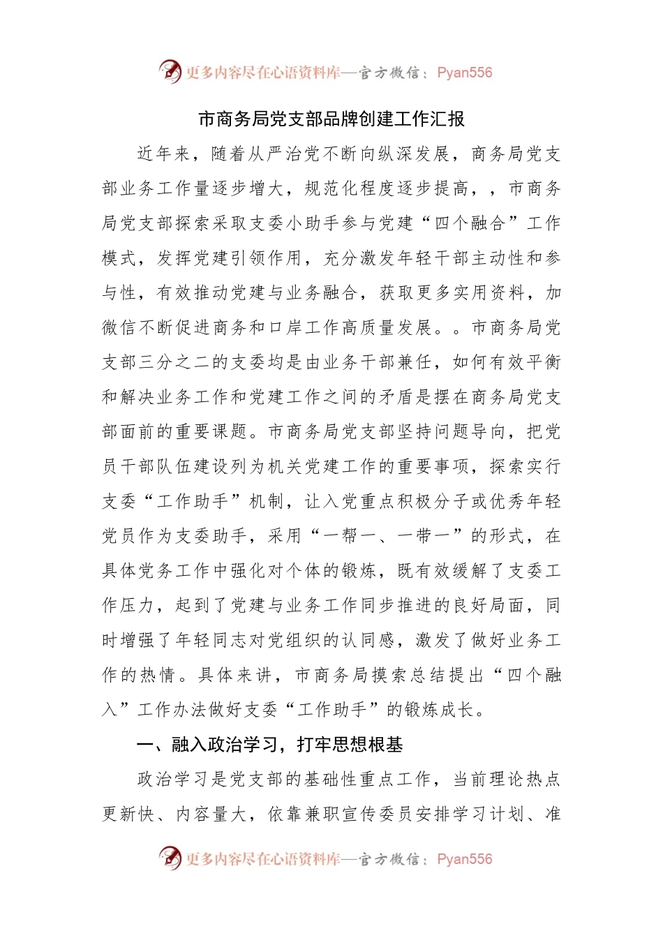 局党支部品牌创建工作汇报.docx_第1页