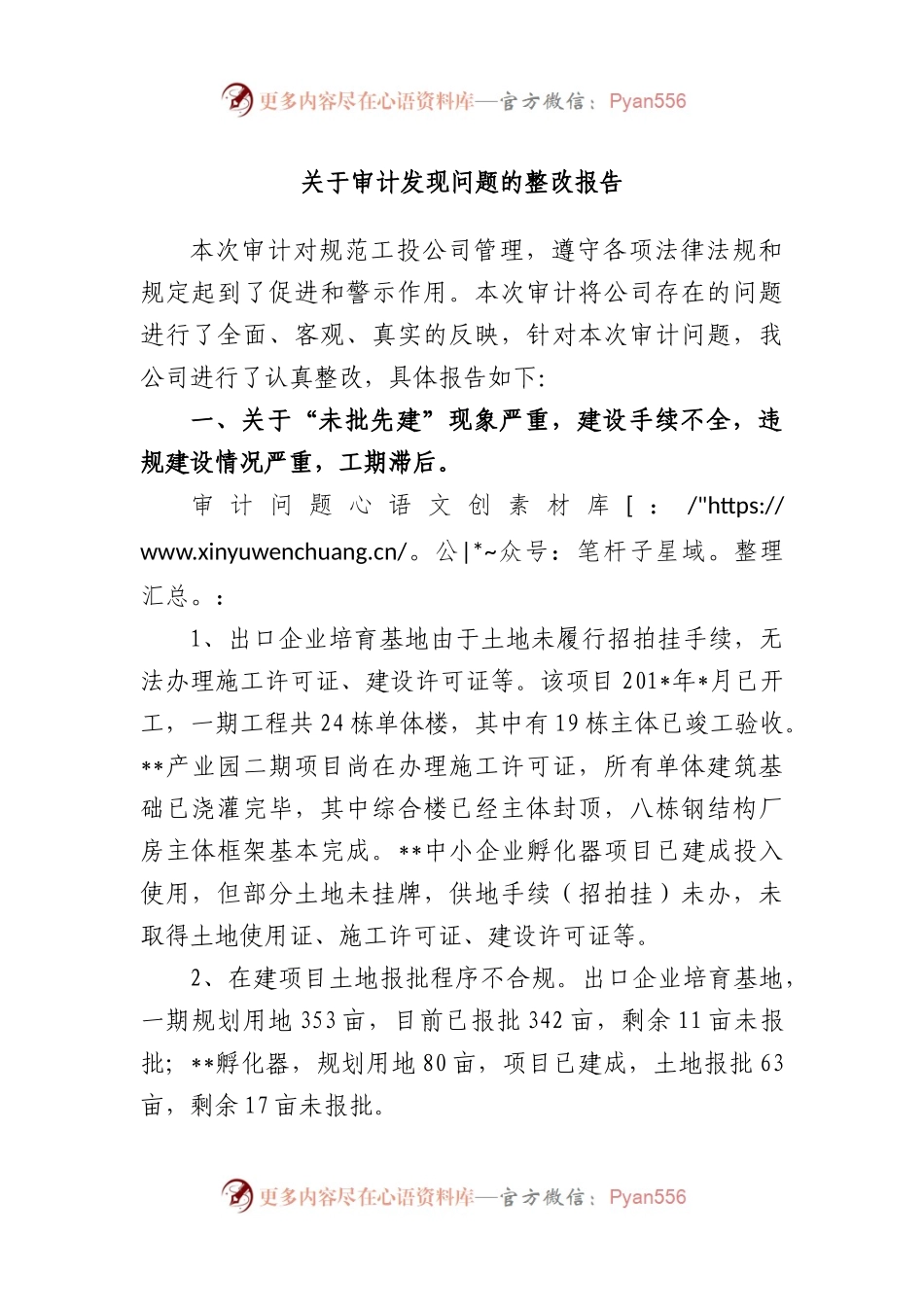 审计发现问题的整改报告.docx_第1页
