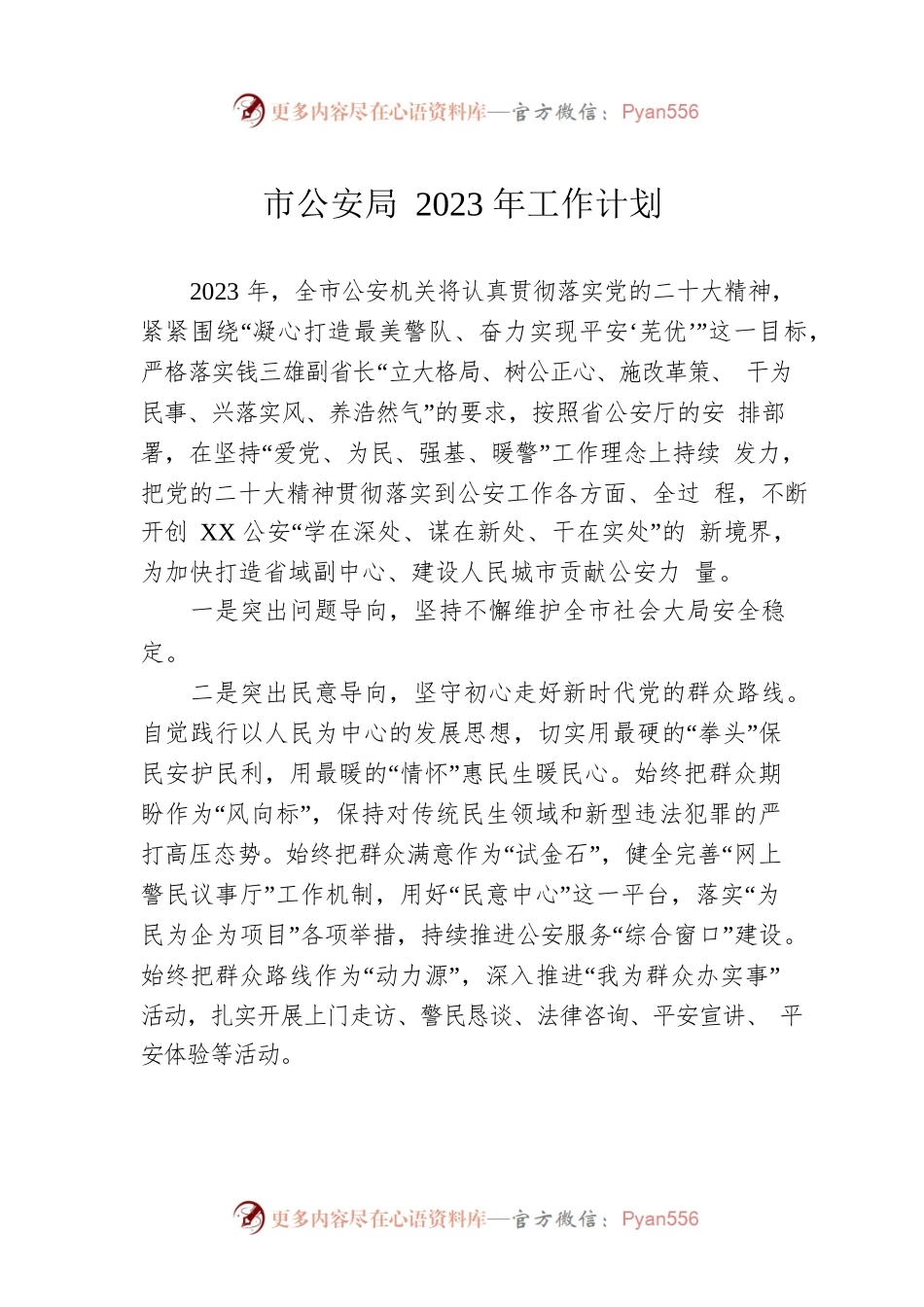 市公安局2023年工作计划.docx_第1页