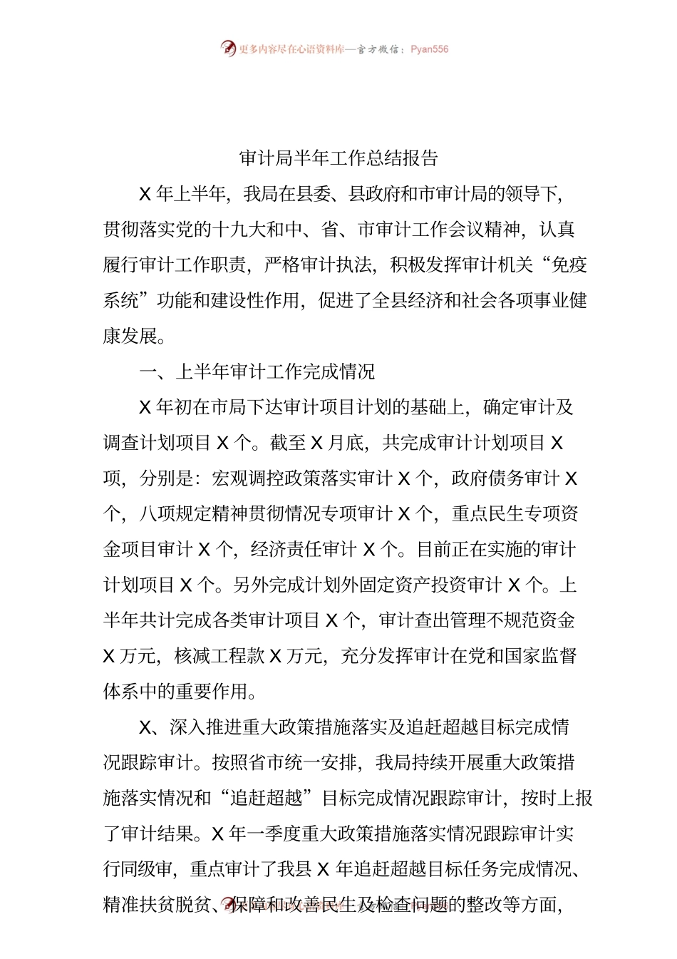 审计局半年工作总结报告.docx_第1页