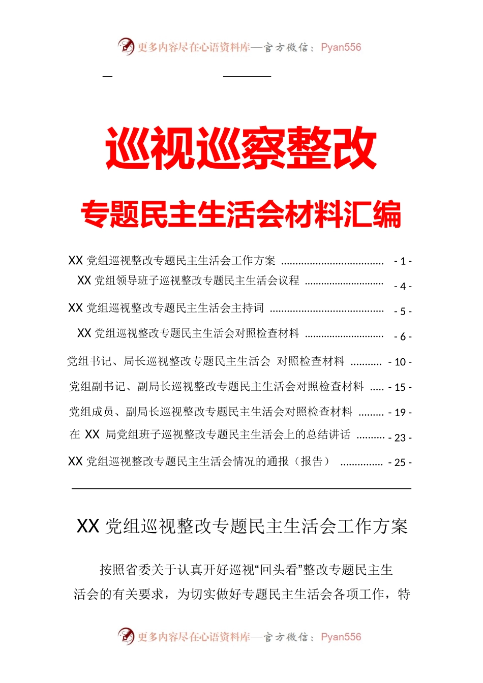 巡视巡察整改专题民主生活会材料汇编.docx_第1页