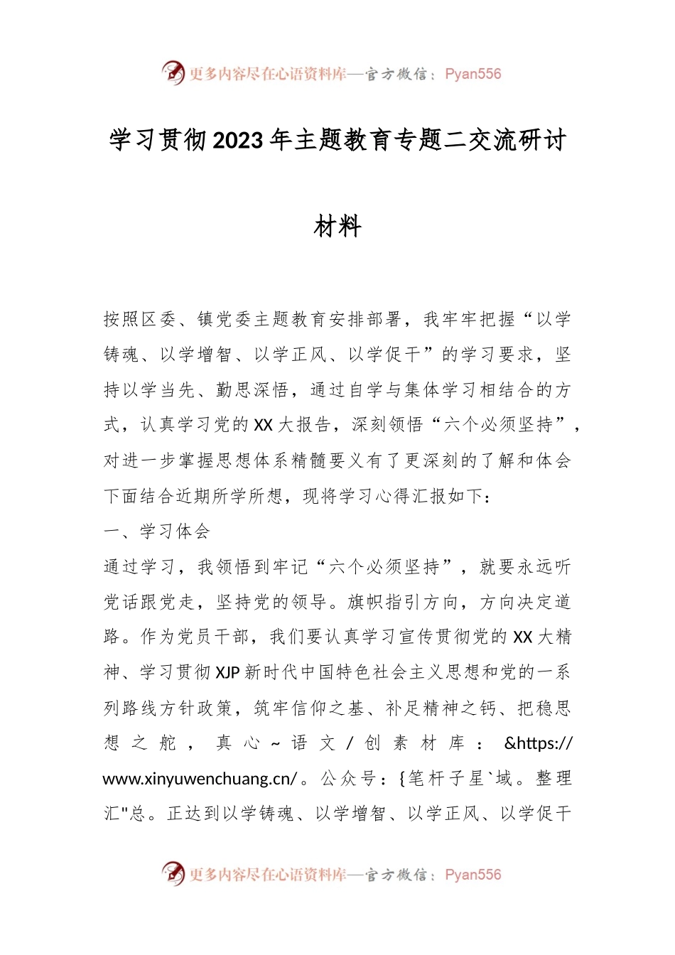 学习贯彻2023年主题教育专题二交流研讨材料.docx_第1页