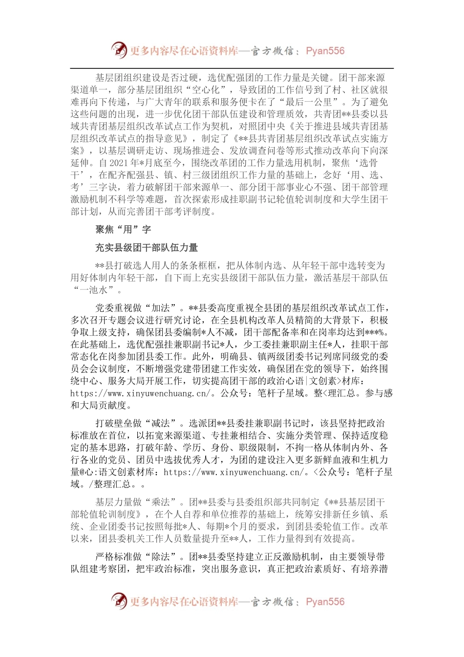 工作汇报：念好“三字诀”建强激活团干部队伍.docx_第1页