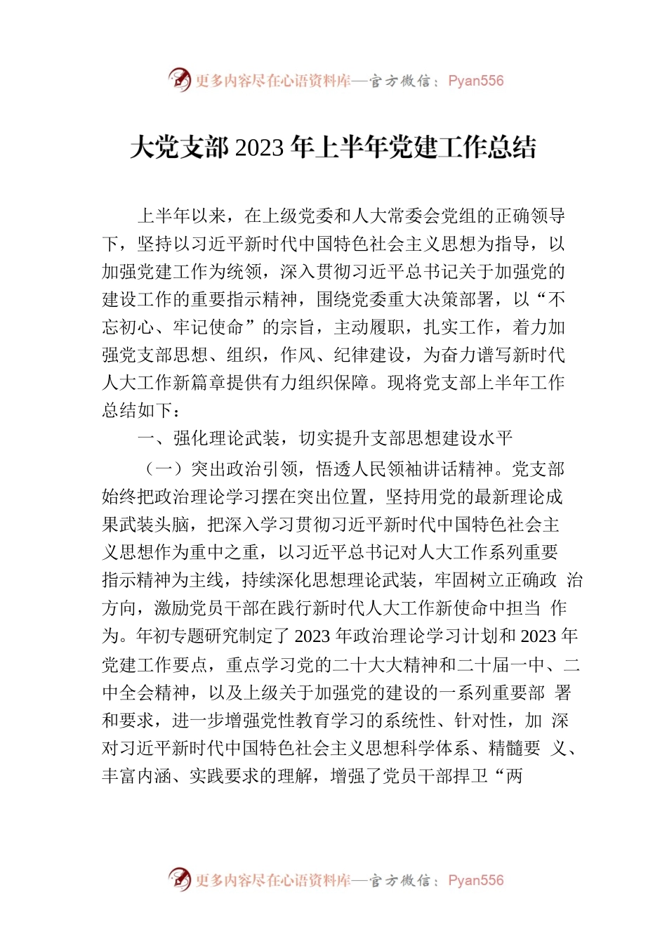 大党支部2023年上半年党建工作总结.docx_第1页