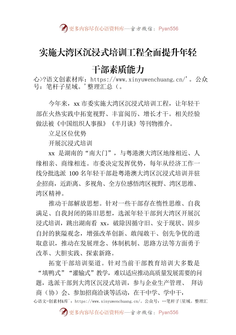 实施大湾区沉浸式培训工程全面提升年轻干部素质能力.docx_第1页