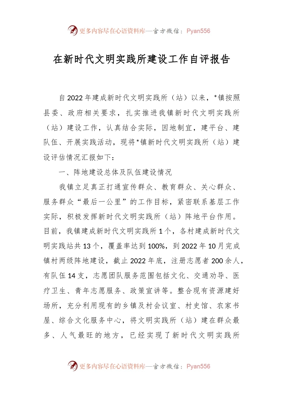 在新时代文明实践所建设工作自评报告.docx_第1页