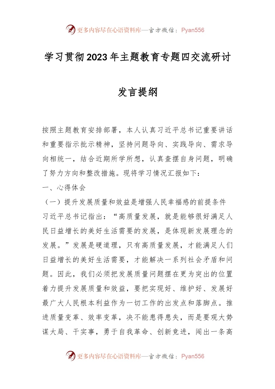 学习贯彻2023年主题教育专题四交流研讨发言提纲.docx_第1页