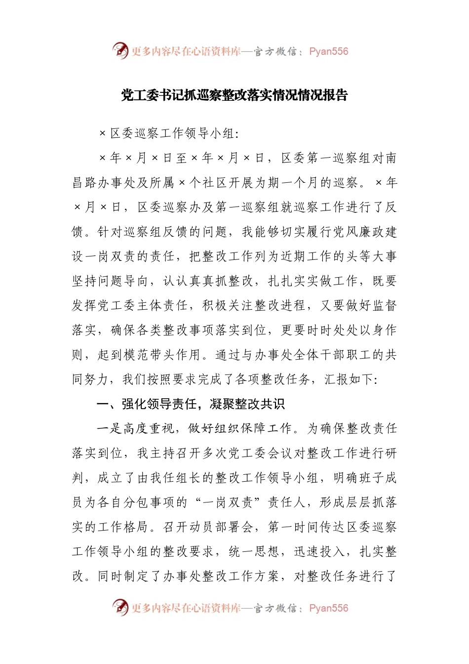巡察整改落实情况情况报告.docx_第1页