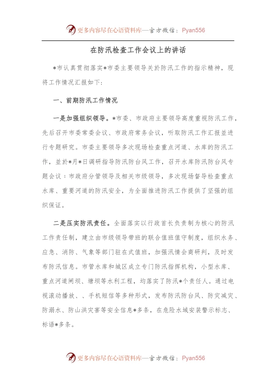 在防汛检查工作会议上的讲话.docx_第1页